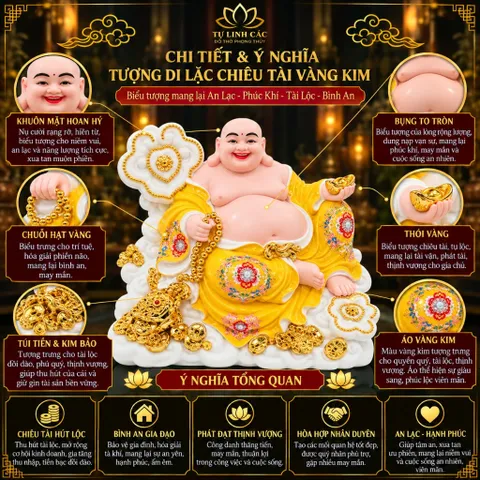 Tượng Phật Di Lặc Ngự Tòa Mây Mạ Vàng Kim Cao Cấp - Chiêu Tài Hút Lộc