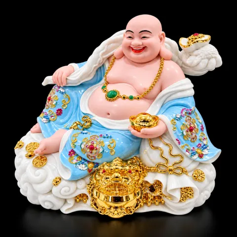 Tượng Phật Di Lặc Phú Quý Xanh Dương Phong Thuỷ - Chiêu Tài Tiến Bảo, Bình An - Tụ Linh Các