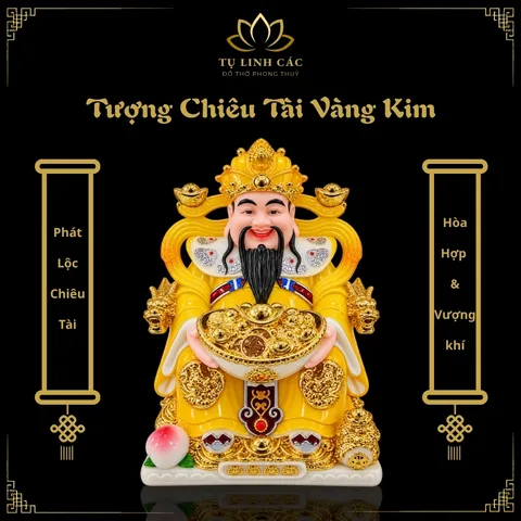 Tượng Chiêu Tài Vàng Kim Cao Cấp - Phát Lộc Chiêu Tài, Hòa Hợp & Vượng Khí - Tụ Linh Các