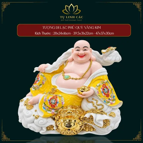 Tượng Phật Di Lặc Phú Quý Vàng Kim Phong Thuỷ - Chiêu Tài Tiến Bảo, Bình An - Tụ Linh Các