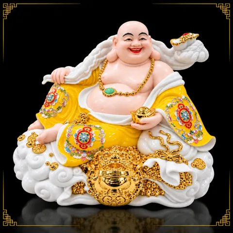 Tượng Phật Di Lặc Phú Quý Vàng Kim Phong Thuỷ - Chiêu Tài Tiến Bảo, Bình An - Tụ Linh Các