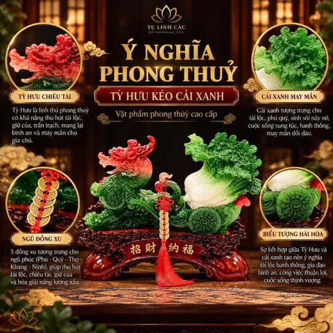 TỲ HƯU KÉO CẢI XANH - ĐỒ THỜ PHONG THUỶ NẠP TÀI LỘC