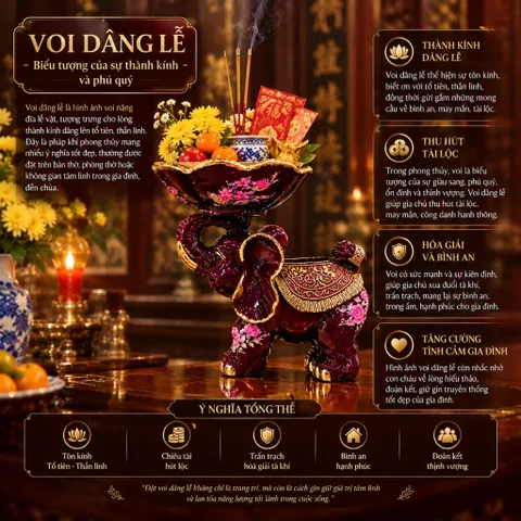 VOI TO DÂNG LỄ ĐỎ - ĐỒ THỜ PHONG THUỶ HỢP MỆNH HOẢ THỔ