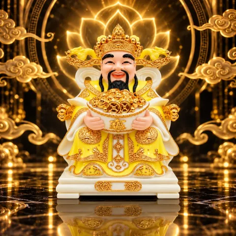 Tượng Thần Phát Tài Vàng Cao Cấp - Phát Lộc Chiêu Tài, Hòa Hợp Vượng Khí - Tụ Linh Các