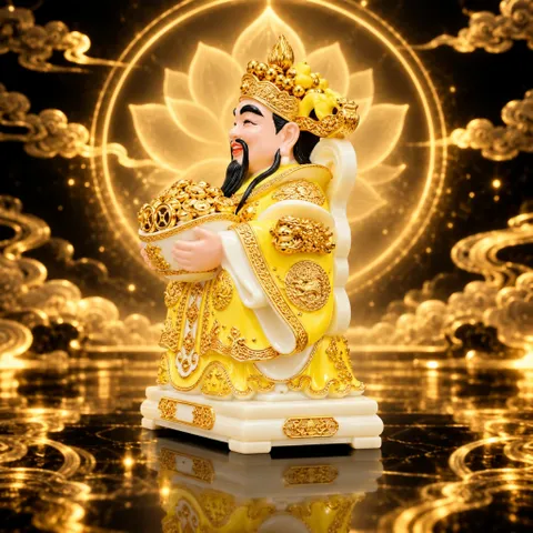 Tượng Thần Phát Tài Vàng Cao Cấp - Phát Lộc Chiêu Tài, Hòa Hợp Vượng Khí - Tụ Linh Các