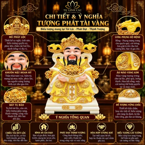 Tượng Thần Phát Tài Vàng Cao Cấp - Phát Lộc Chiêu Tài, Hòa Hợp Vượng Khí - Tụ Linh Các
