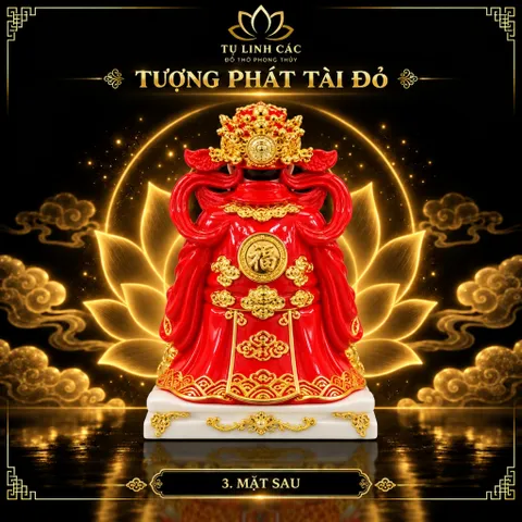 Tượng Thần Phát Tài Đỏ Cao Cấp - Phát Lộc Chiêu Tài, Hòa Hợp Vượng Khí - Tụ Linh Các