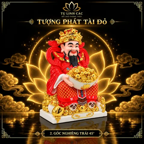 Tượng Thần Phát Tài Đỏ Cao Cấp - Phát Lộc Chiêu Tài, Hòa Hợp Vượng Khí - Tụ Linh Các