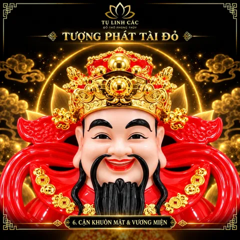 Tượng Thần Phát Tài Đỏ Cao Cấp - Phát Lộc Chiêu Tài, Hòa Hợp Vượng Khí - Tụ Linh Các