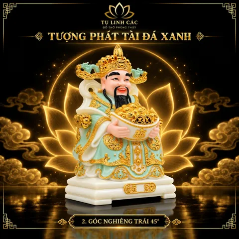 Tượng Thần Phát Tài Đá Xanh Cao Cấp - Phát Lộc Chiêu Tài, Hòa Hợp Vượng Khí - Tụ Linh Các