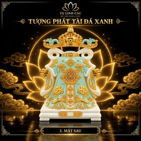 Tượng Thần Phát Tài Đá Xanh Cao Cấp - Phát Lộc Chiêu Tài, Hòa Hợp Vượng Khí - Tụ Linh Các