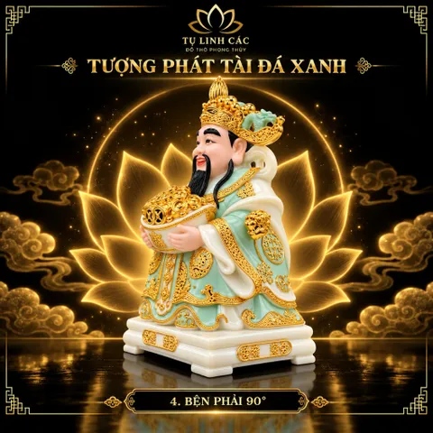 Tượng Thần Phát Tài Đá Xanh Cao Cấp - Phát Lộc Chiêu Tài, Hòa Hợp Vượng Khí - Tụ Linh Các