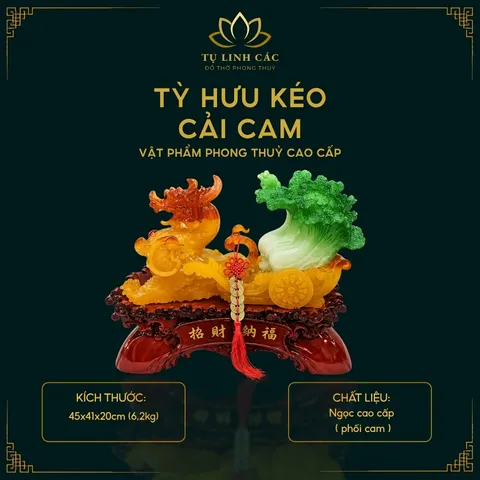 TỲ HƯU KÉO CẢI CAM - ĐỒ THỜ PHONG THUY CHIÊU TÀI NẠP PHÚC