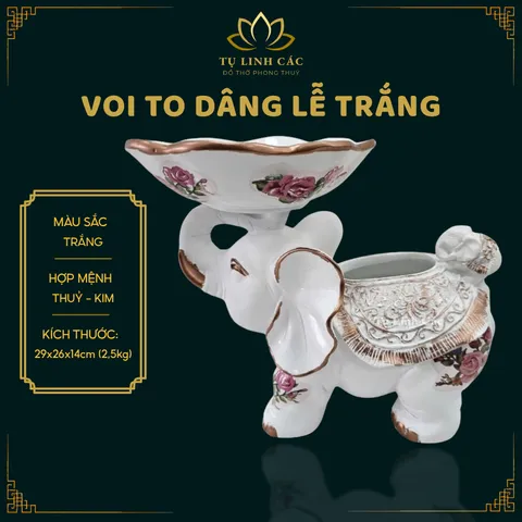 VOI TO DÂNG LỄ TRẮNG - ĐỒ THỜ PHONG THUỶ HỢP MỆNH KIM THUỶ