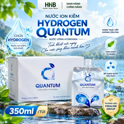Nước Uống Ion Kiềm Hydrogen Quantum, Nước Chứa Hydrogen Dùng Trực Tiếp, Thùng 10 Túi