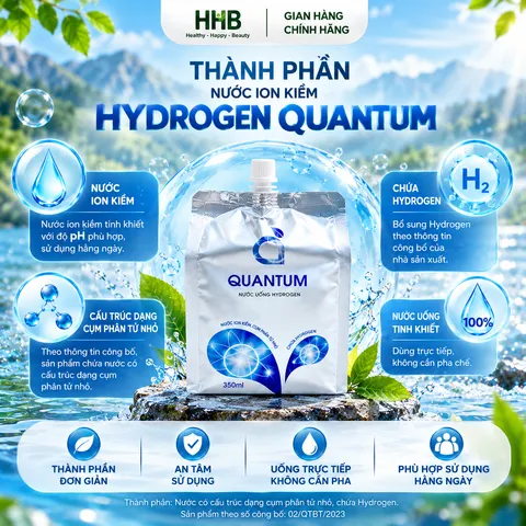 Nước Uống Ion Kiềm Hydrogen Quantum, Nước Chứa Hydrogen Dùng Trực Tiếp, Thùng 10 Túi