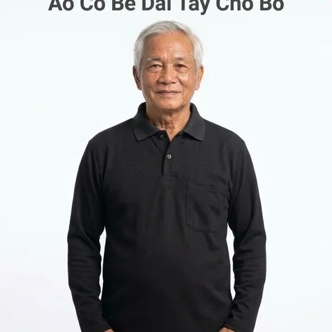 Áo Cổ Bẻ Dài Tay Cho Bố Cho Ông - Áo Thun Thu Đông Trung Niên Nam Có Túi Ngực Co Giãn Lịch Sự (Freesize 50-70kg)