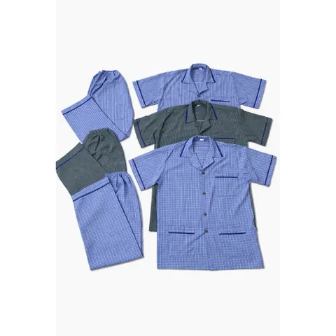 Bộ Đồ Ngủ Nam Pijama Kẻ Sọc Cổ Bẻ Tay Ngắn Quần Dài mặc nhà mùa hè thoáng mát