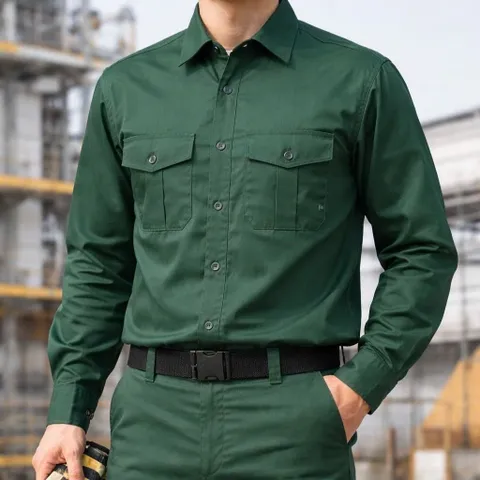 Bộ Quần Áo Bảo Hộ Lao Động Nam Màu Xanh Đậm Vải Dày Dặn, Thoáng Mát, Chống Bụi Bẩn, Độ Bền Cao