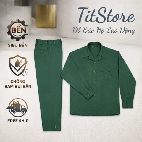 Bộ Quần Áo Bảo Hộ Lao Động Nam Màu Xanh Đậm Vải Dày Dặn, Thoáng Mát, Chống Bụi Bẩn, Độ Bền Cao