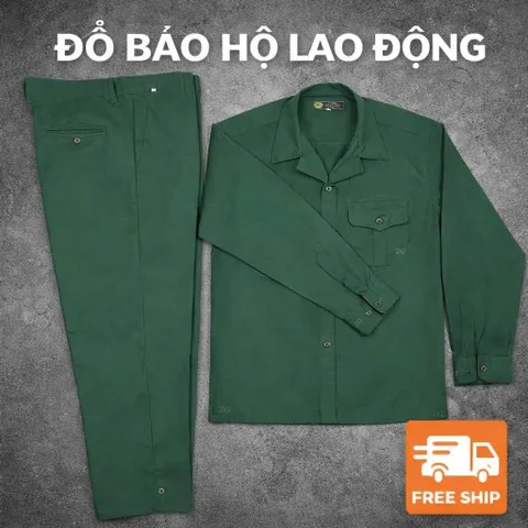 Bộ Quần Áo Bảo Hộ Lao Động Nam Màu Xanh Đậm Vải Dày Dặn, Thoáng Mát, Chống Bụi Bẩn, Độ Bền Cao