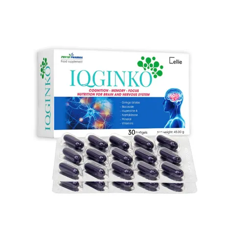 IQGinko - Viên uống Hỗ trợ tăng tuần hoàn máu não, Hộp 30 viên, Bulgaria