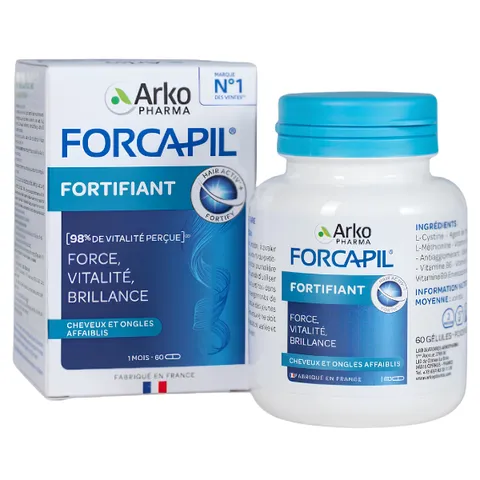 [CHÍNH HÃNG] Viên Uống Hỗ Trợ Giảm Gãy Rụng Tóc & Móng Arkopharma Forcapil Fortifiant Pháp (Hộp 60 Viên)