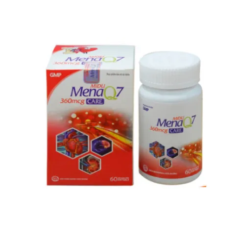 Midu MenaQ7 360mcg care - Hỗ trợ giảm mỡ máu, giảm nguy cơ hình thành cục máu đông, Hộp 60 viên