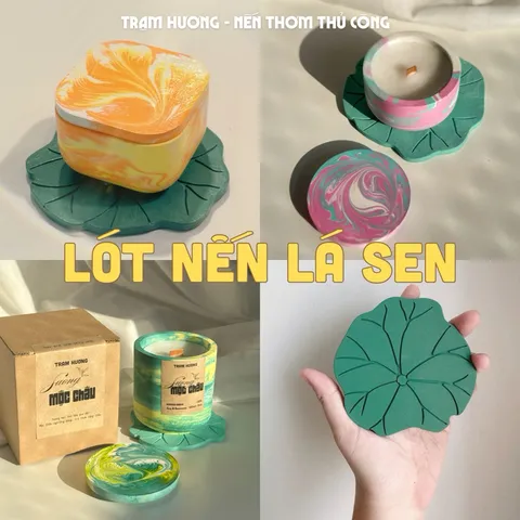 Lót nến hình lá sen dùng để Decor Trang Trí Khay đế lót nến thơm Trạm Hương Nến Thơm Thủ công