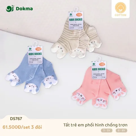 🌙 TẤT TRẺ EM DOKMA 3-7 TUỔI – SET 3 ĐÔI COTTON MỀM MẠI, CHỐNG TRƠN