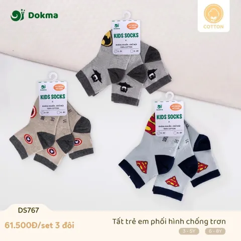 🌙 TẤT TRẺ EM DOKMA 3-7 TUỔI – SET 3 ĐÔI COTTON MỀM MẠI, CHỐNG TRƠN