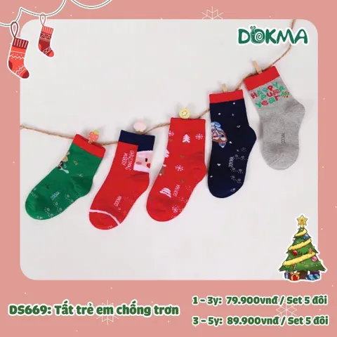 🌙 TẤT TRẺ EM DOKMA 3-7 TUỔI – SET 3 ĐÔI COTTON MỀM MẠI, CHỐNG TRƠN