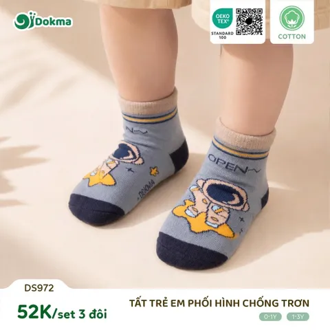 TẤT TRẺ EM DOKMA CHÍNH HÃNG | SET 3 ĐÔI, COTTON MỀM MẠI, CHỐNG TRƠN