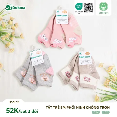 TẤT TRẺ EM DOKMA CHÍNH HÃNG | SET 3 ĐÔI, COTTON MỀM MẠI, CHỐNG TRƠN