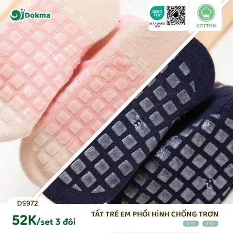 TẤT TRẺ EM DOKMA CHÍNH HÃNG | SET 3 ĐÔI, COTTON MỀM MẠI, CHỐNG TRƠN