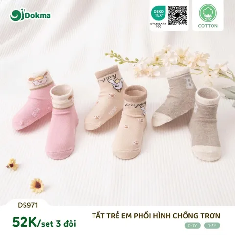 TẤT TRẺ EM DOKMA CHÍNH HÃNG | SET 3 ĐÔI, COTTON MỀM MẠI, CHỐNG TRƠN