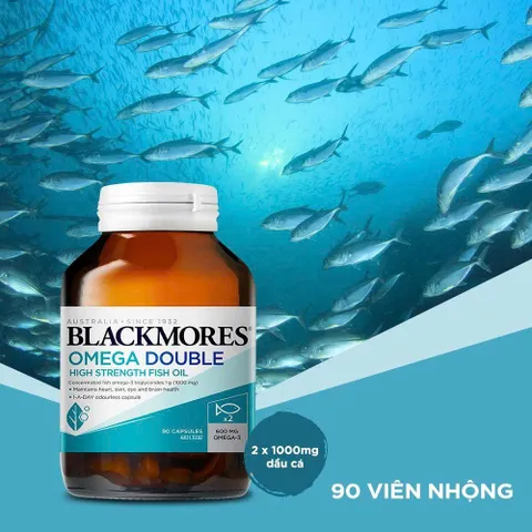 [ Nhập khẩu] Viên Uống Dầu Cá Bổ Sung Omega Hỗ Trợ Cho Tim, Mắt, Da Blackmores Double Omega High Strength Lọ 90V