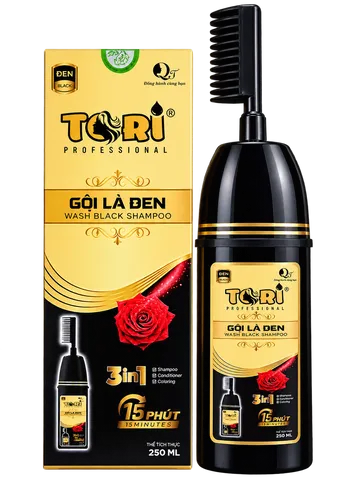 Dầu gội phủ bạc Tori - Gội là đen Gội là nâu - Chai lược 250ml