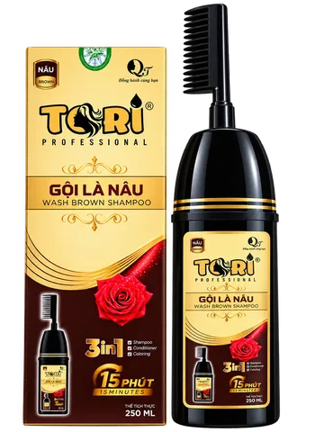 Dầu gội phủ bạc Tori - Gội là đen Gội là nâu - Chai lược 250ml