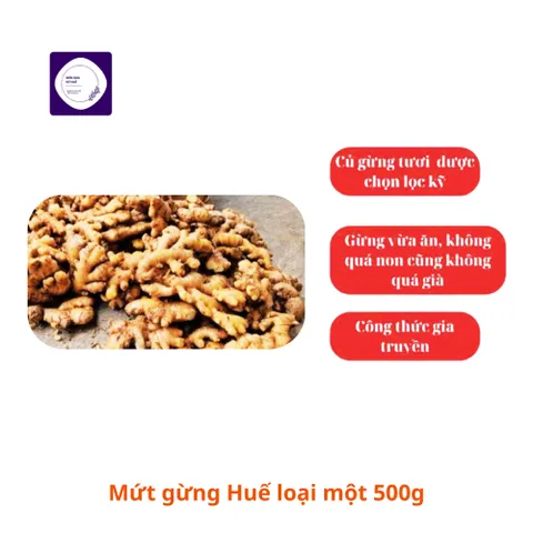 Gói 500g Mứt gừng Huế đặc biệt loại một, mứt gừng chuẩn vị Huế, đặc sản Huế, date luôn mới