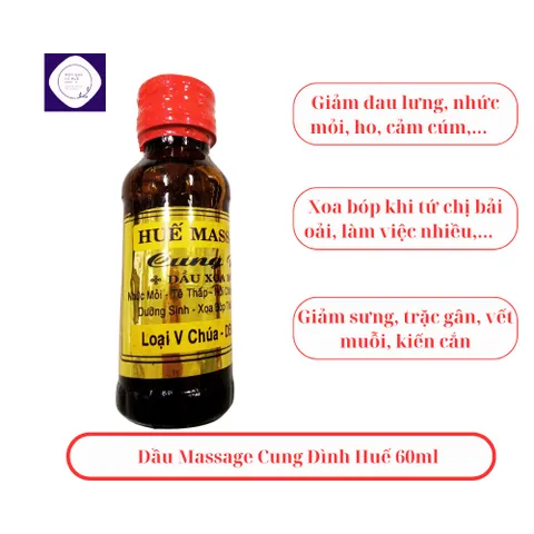 (Chính hãng) 5 Dầu xoa bóp massage Cung Đình  Huế  60ml,chiết xuất từ vị thuốc bắc,nhanh chóng hết mệt mỏi đau nhức