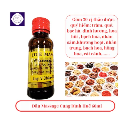 (Chính hãng) 5 Dầu xoa bóp massage Cung Đình  Huế  60ml,chiết xuất từ vị thuốc bắc,nhanh chóng hết mệt mỏi đau nhức