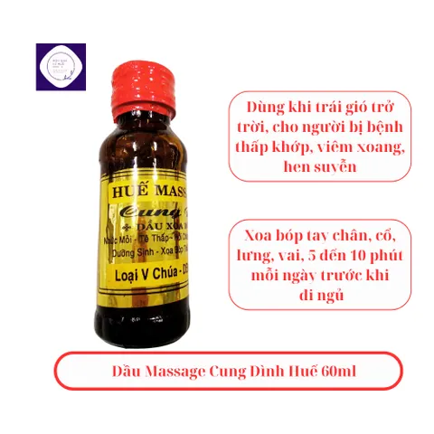 (Chính hãng) 5 Dầu xoa bóp massage Cung Đình  Huế  60ml,chiết xuất từ vị thuốc bắc,nhanh chóng hết mệt mỏi đau nhức