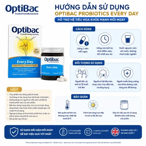 [NK] ￼Viên Uống Men Vi Sinh Bổ Sung Lợi Khuẩn Hàng Ngày Optibac Every Day (Hộp 30 viên) - Hỗ Trợ Tiêu Hóa Khỏe, Tăng Đề Kháng
