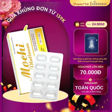 Viên nội tiết tố Mochi Platinum collagen nhập khẩu từ Nhật hộp 30 viên