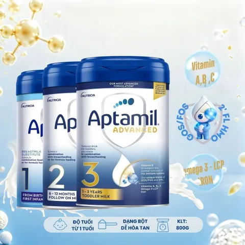 Combo 2 lon Aptamil Advanced nhập khẩu UK, công thức 2'FL-HMO hỗ trợ tăng cường miễn dịch cho đường ruột, GOS/FOS