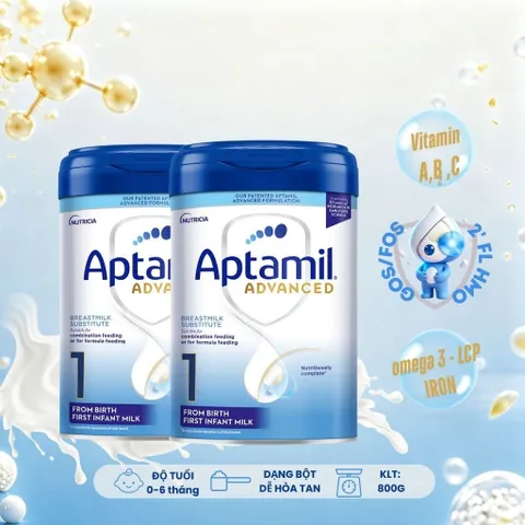 Combo 2 lon Aptamil Advanced nhập khẩu UK, công thức 2'FL-HMO hỗ trợ tăng cường miễn dịch cho đường ruột, GOS/FOS