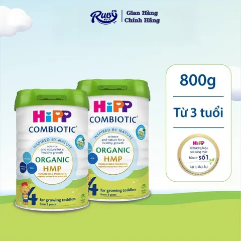 Sữa bột công thức HiPP 4 Organic Combiotic 800g Dành cho trẻ từ 3 tuổi.