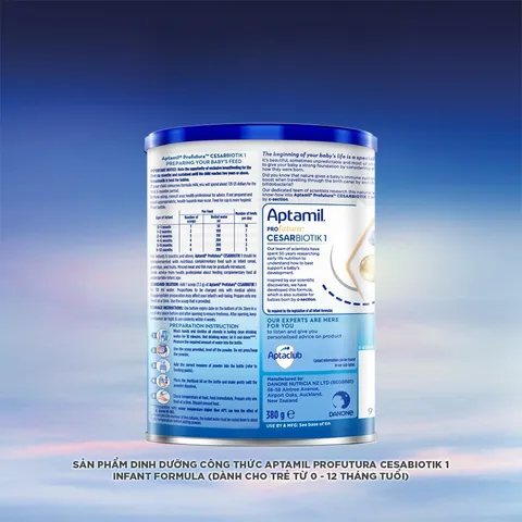 Sữa bột Aptamil Profutura Cesarbiotik New Zealand số 1 (380g + 800g) - Synbiotic đặc chế