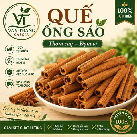 Quế Ống Sáo Yên Bái 7-10cm Thơm Cay Đậm Vị - Gia Vị Nấu Phở, Pha Trà Tự Nhiên - 100g/200g/500g